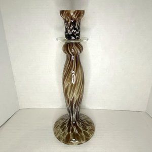 Tall Leopard-like Glass Candle Holder
